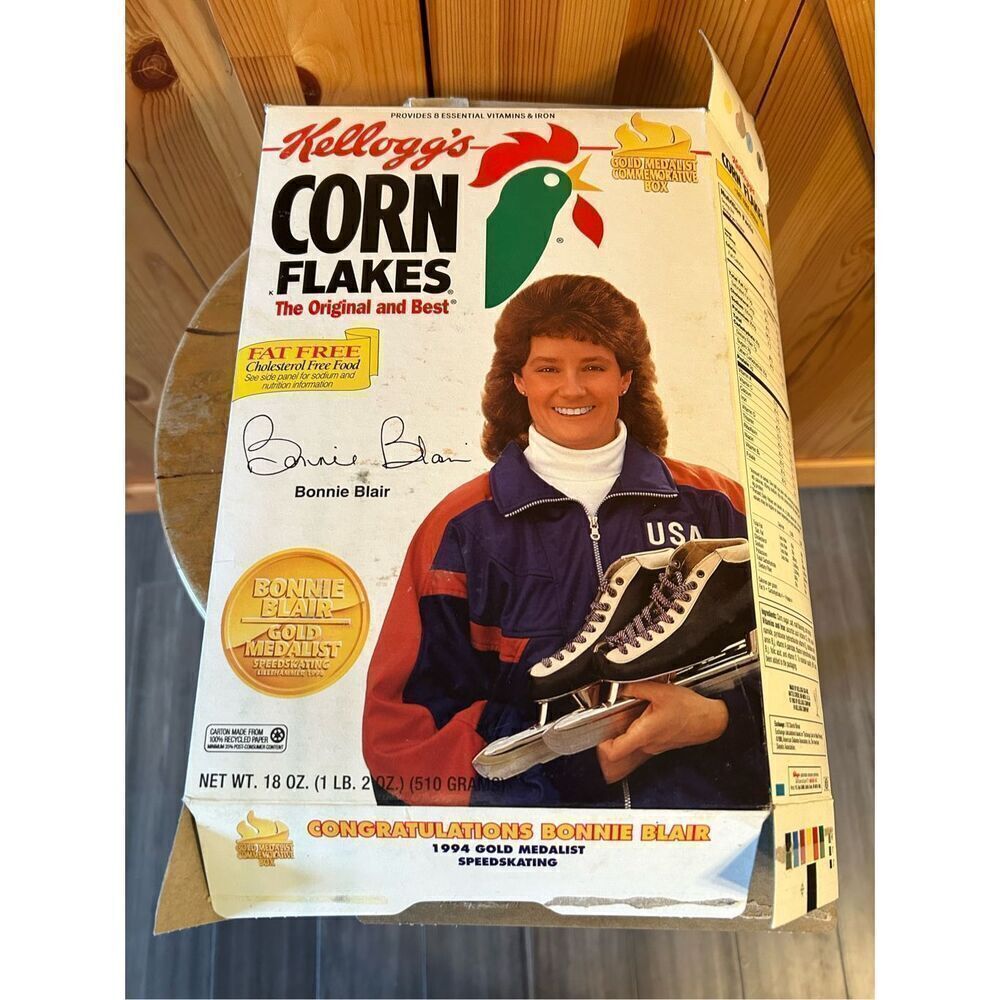 1995 Kellogg’s Corn Flakes Bonnie Blair Commemorative Cereal Box EMPTY BOX